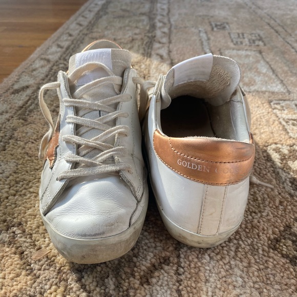 Golden Goose Super Star Low Too Sneaker- Optic White with Peach Pink Metallic - Picture 5 of 8